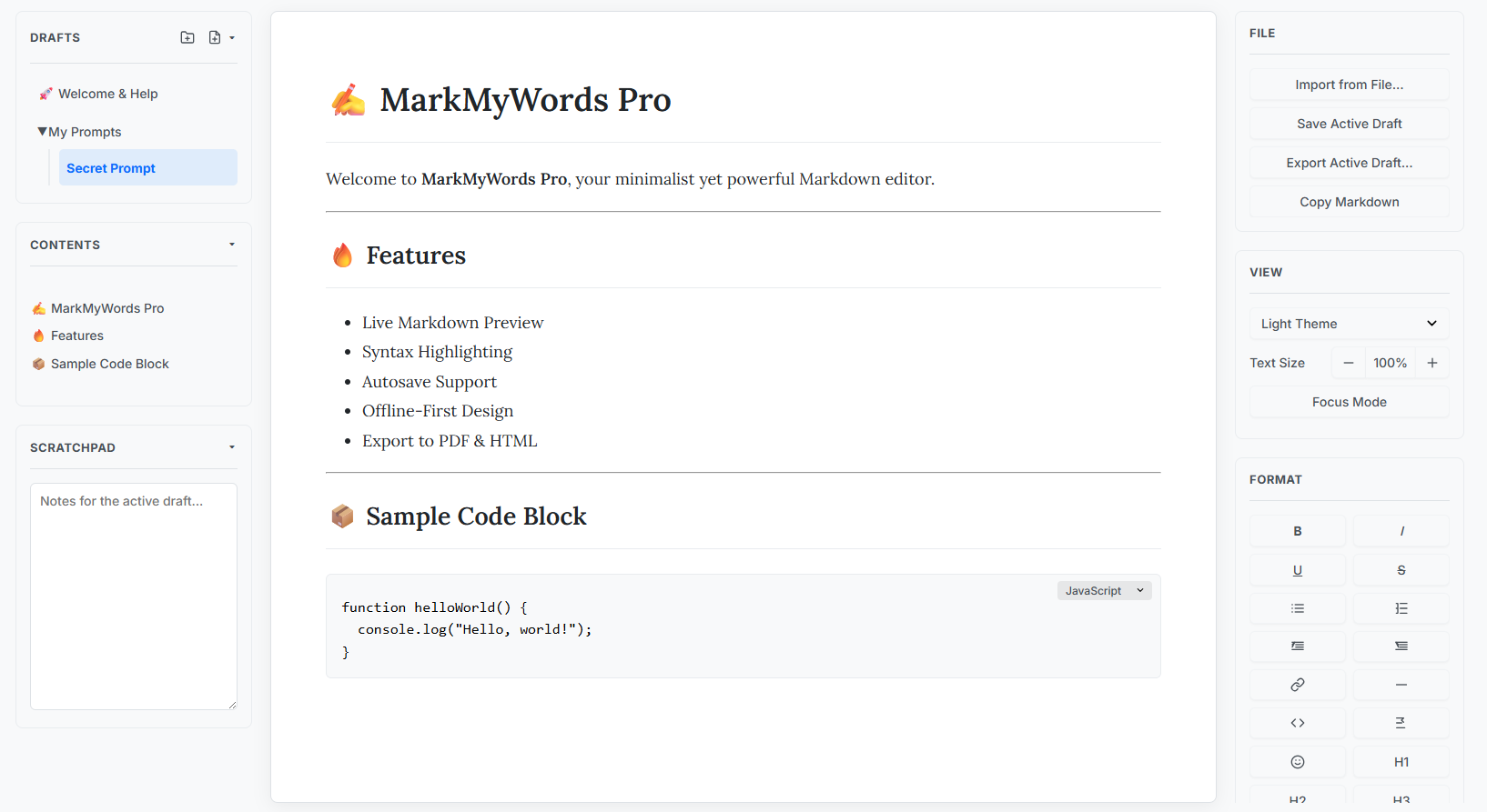 Demonstration of the WYSIWYG editor
